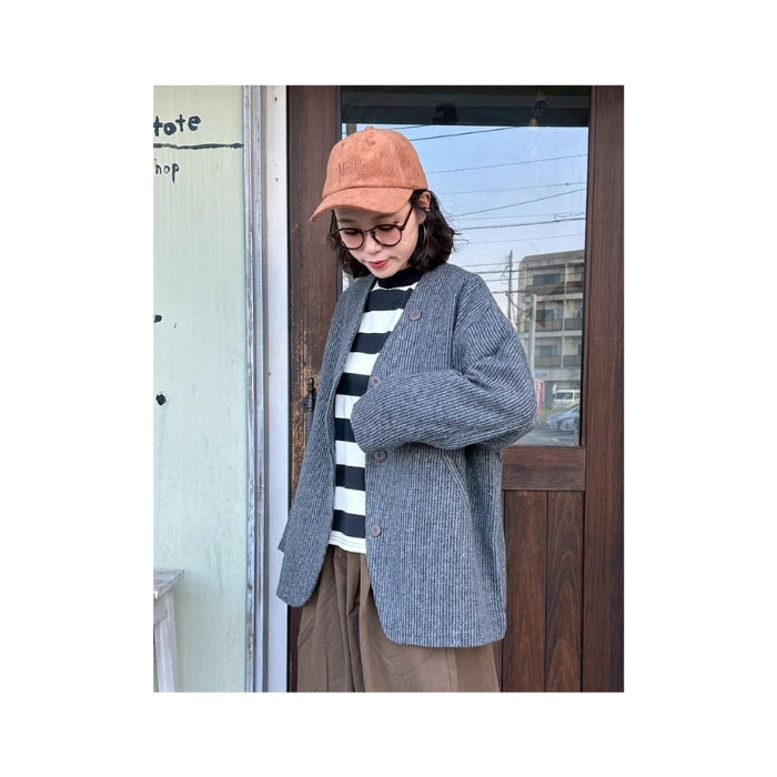 70114546　ヘリンボーンVネックコート