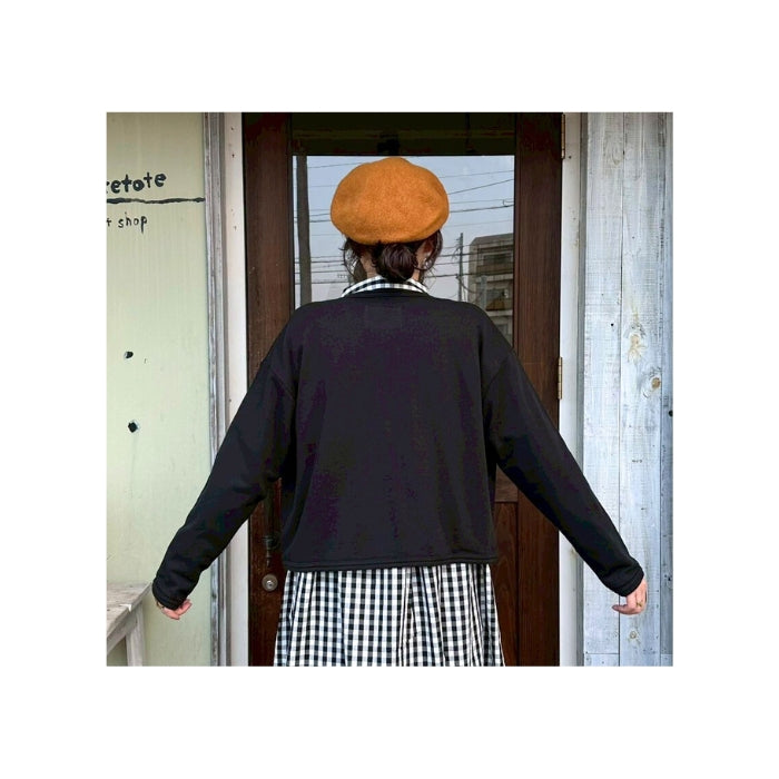 0212　裏毛比翼ボタン長袖カーディガン