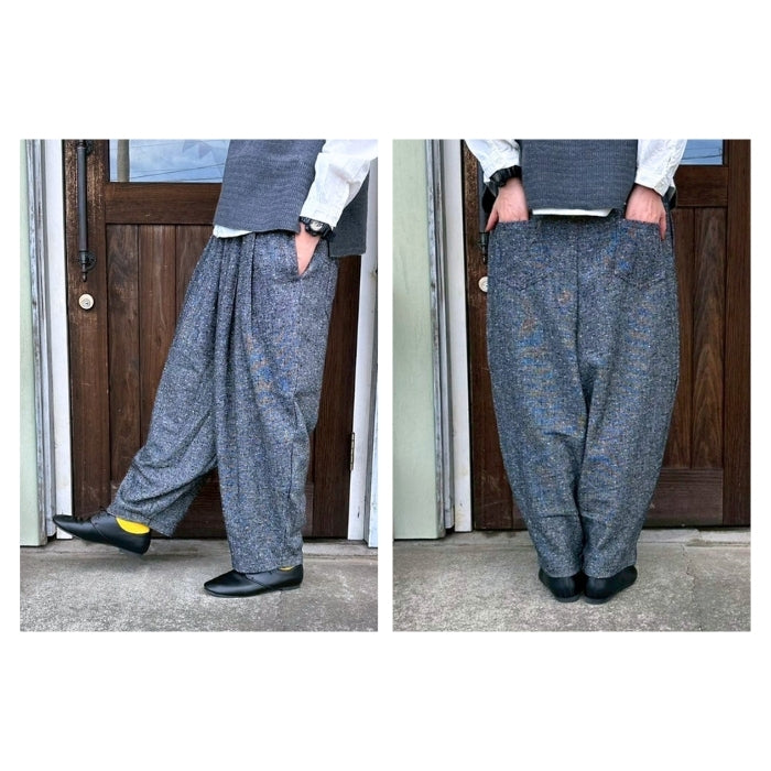 1542508　セットアップになるネップ入りツイルパンツ