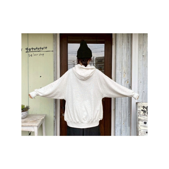 5645521　スラブ裏毛スウェットフーディロゴプルパーカー