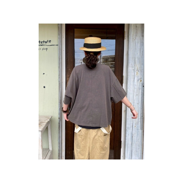 81215114　Big Print ワイドシルエット6分袖プルオーバー