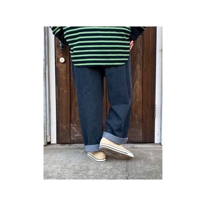 9577　ウエストタックワイドストレートデニムパンツ