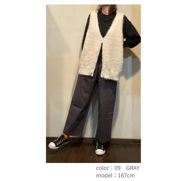 9139　ストレッチ裏起毛ストレートワイドパンツ