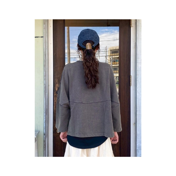 80514748　裏毛切替クロップド袖Bigプルオーバー