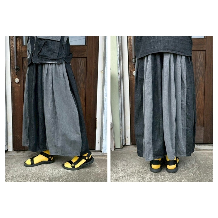 221574　レイヤード風切替バルーンデニムジャンスカ
