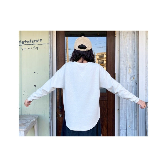 6141　リップルダブルフェイス裾ラウンド長袖Tシャツ