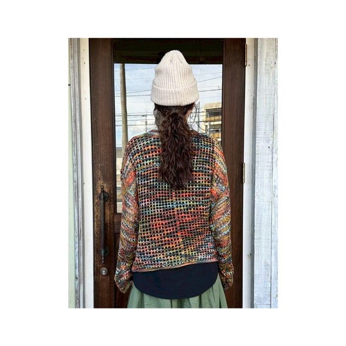 80514721　モヘアタッチニットメッシュ切替プルオーバー