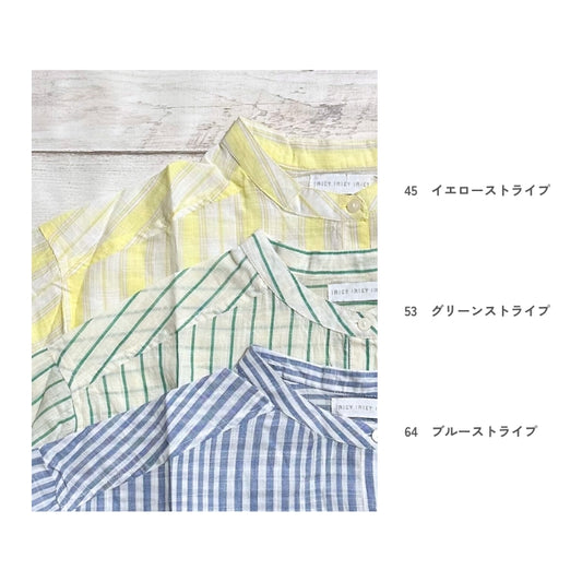 51004　インド綿スラブストライプ裾ドロストブラウス