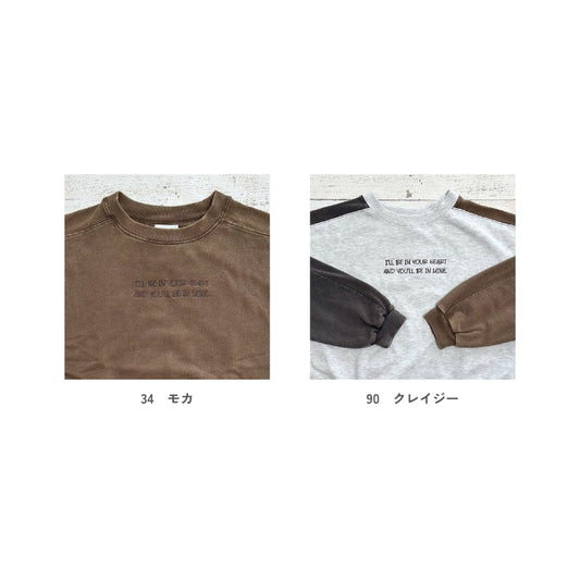 53155　裏起毛スノーウォッシュ加工刺しゅうプルオーバー