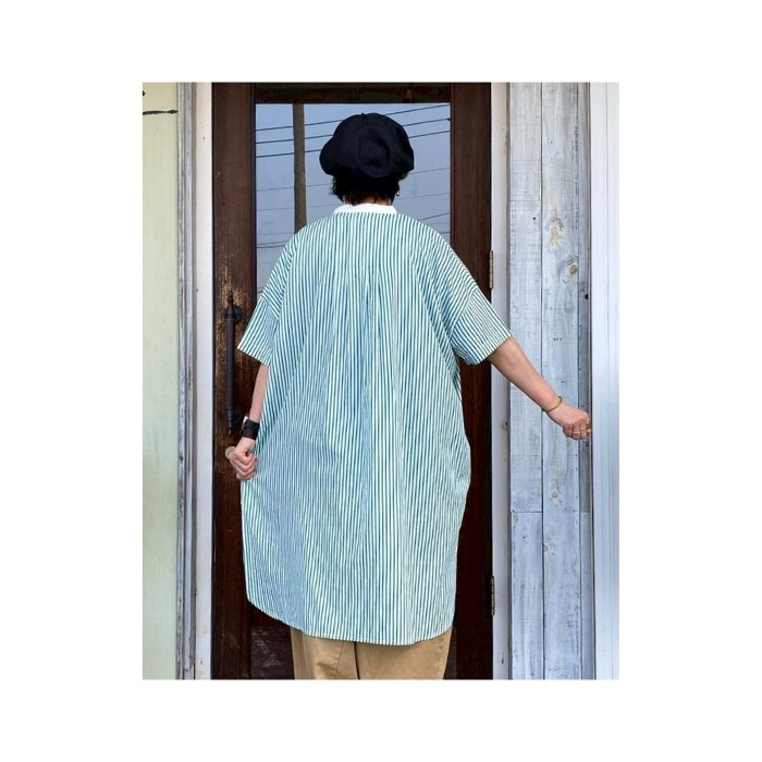 1270　ストライプ柄クレリックワンピース