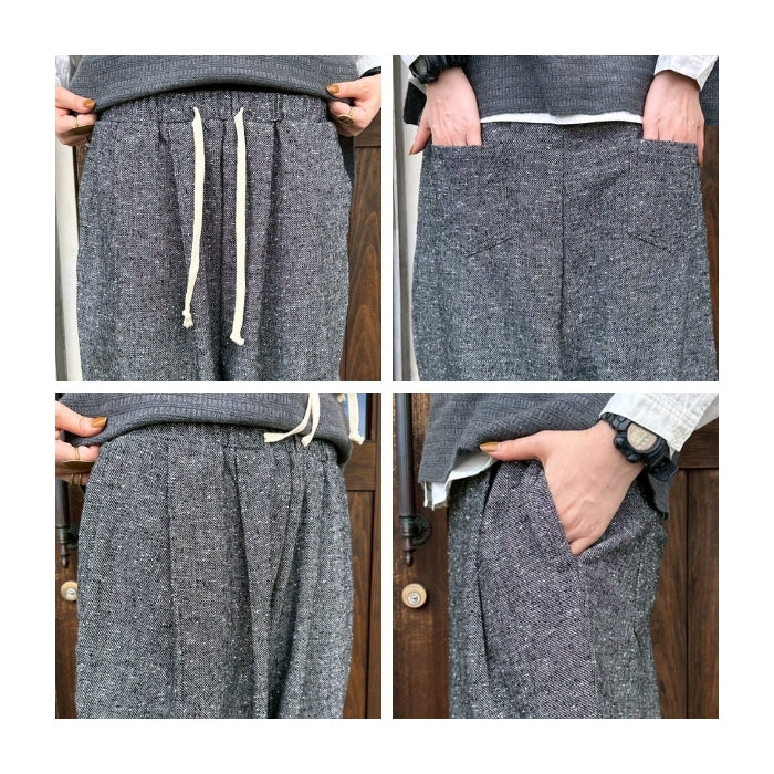 1542508　セットアップになるネップ入りツイルパンツ