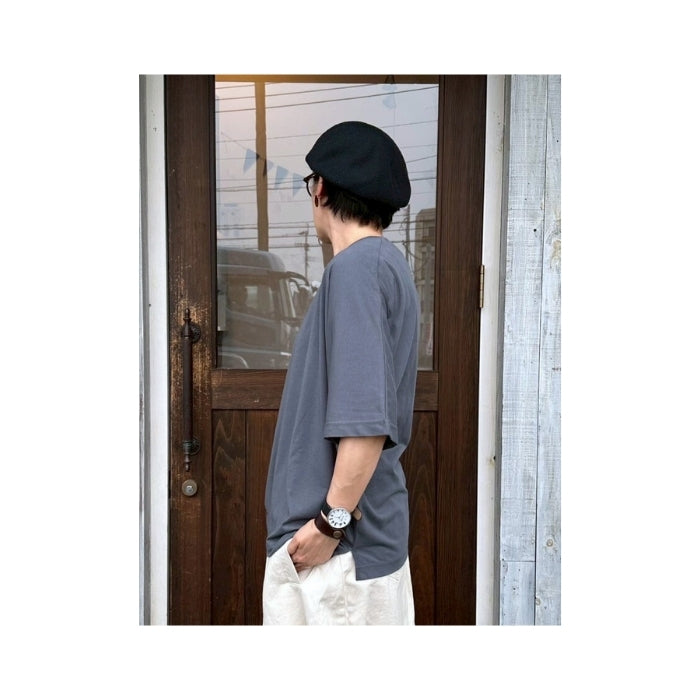4344　接触冷感クルーネックドルマン五分袖Tシャツ