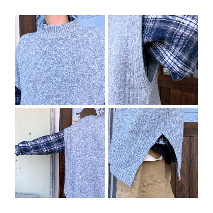 5460　ウォッシャブルハイネックニットベスト