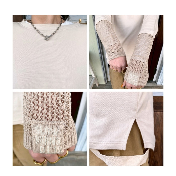 261000　袖ニット切替長袖Tシャツ