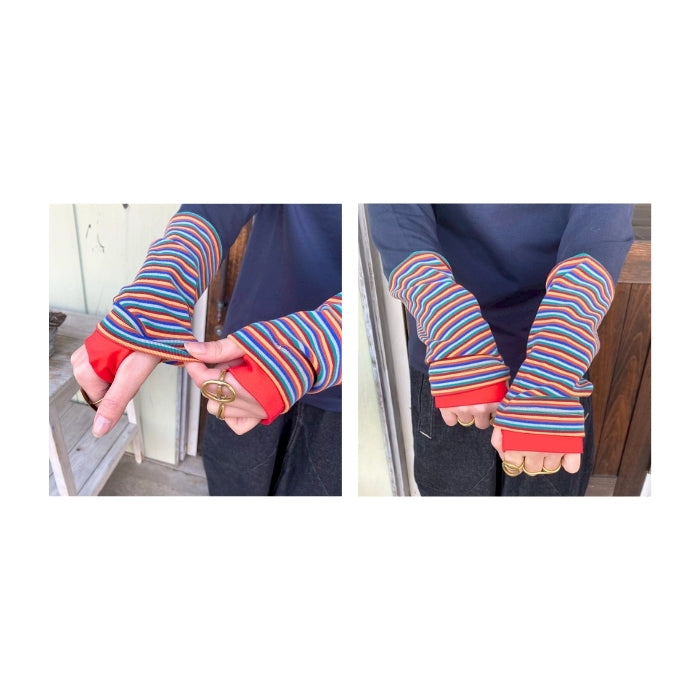 80914886　袖切替サムホール付ハイネック無地インナー