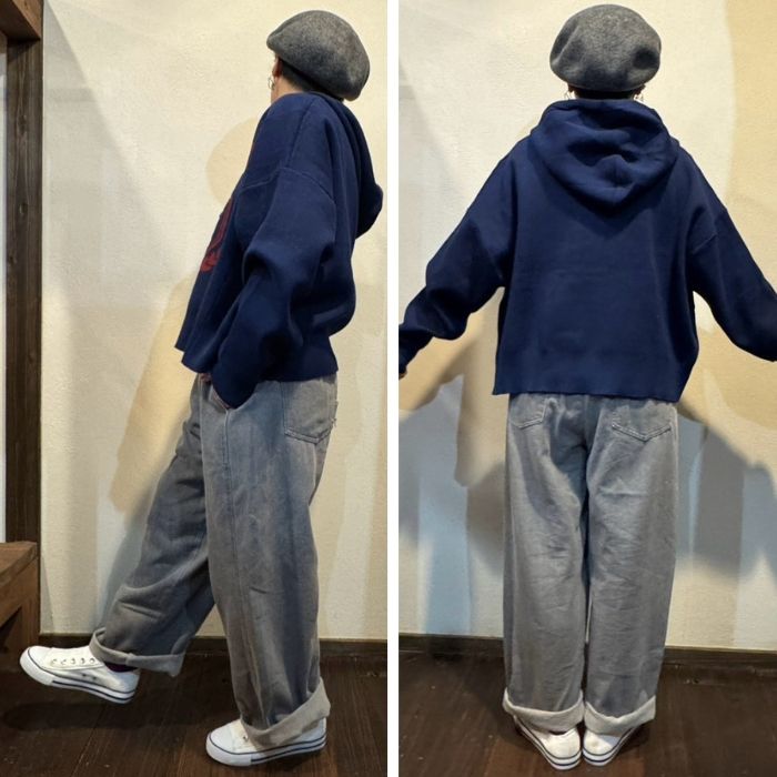 9594　裏起毛デニムバレルパンツ