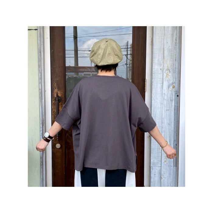 5644633　ロゴプリント5分袖ワイドT