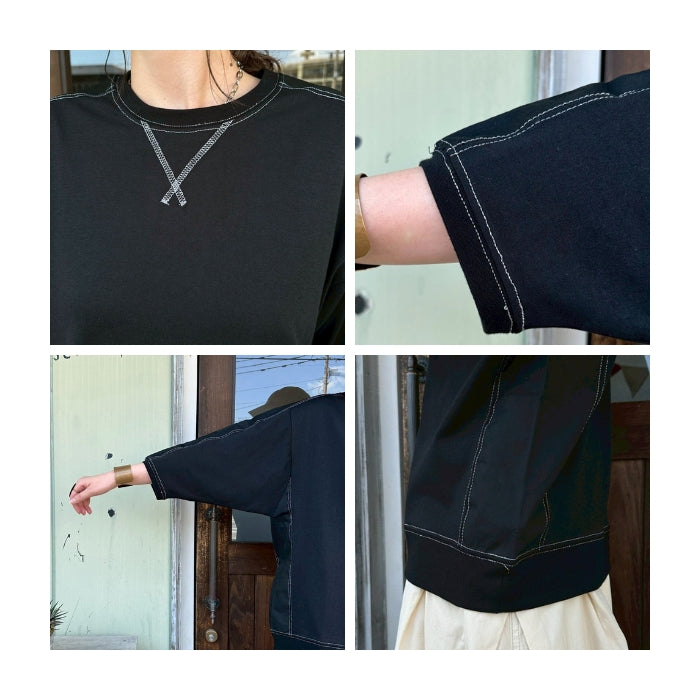 0765　布帛使いラメステッチプルオーバー