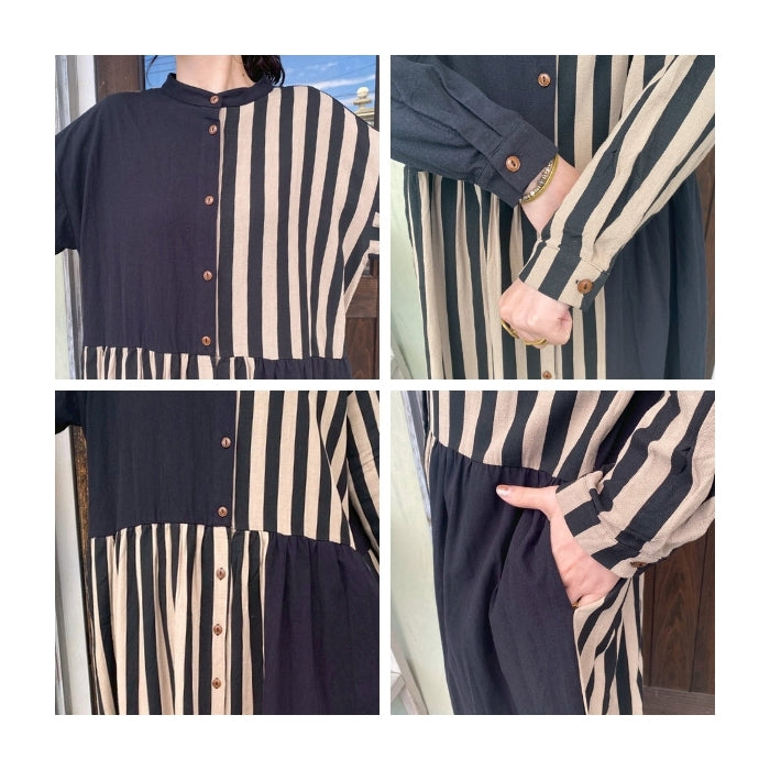 1742661　切替ストライプワンピース