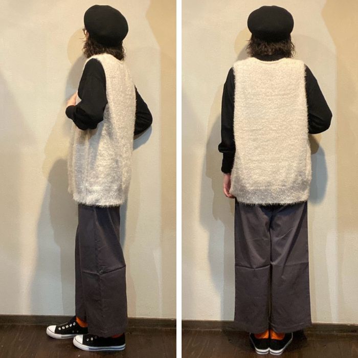 9139　ストレッチ裏起毛ストレートワイドパンツ