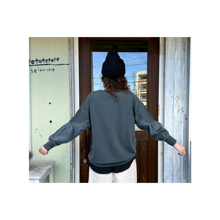 0242　ピグメント加工異素材プルオーバー