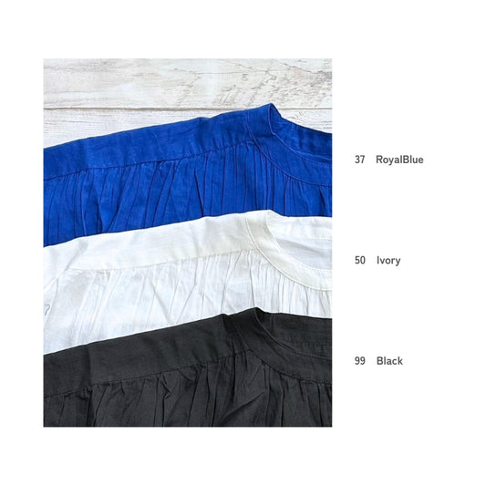 6304　ボイルギャザー五分袖ワイドブラウス