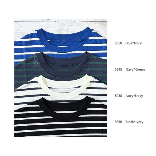 6307　コットンボーダーネックリブワイドTシャツ