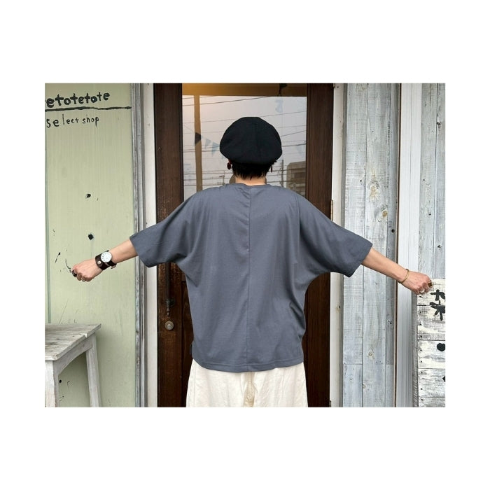 4344　接触冷感クルーネックドルマン五分袖Tシャツ