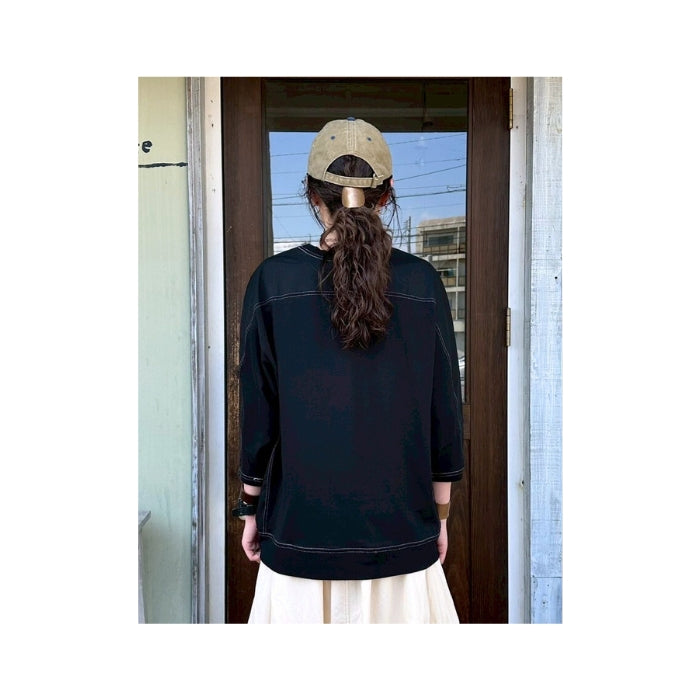 0765　布帛使いラメステッチプルオーバー