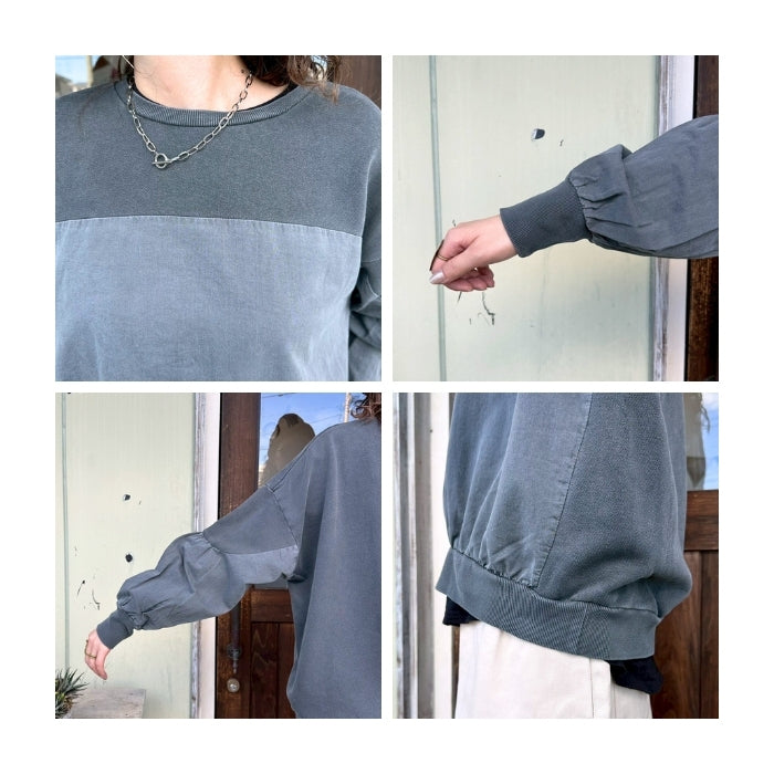 0242　ピグメント加工異素材プルオーバー