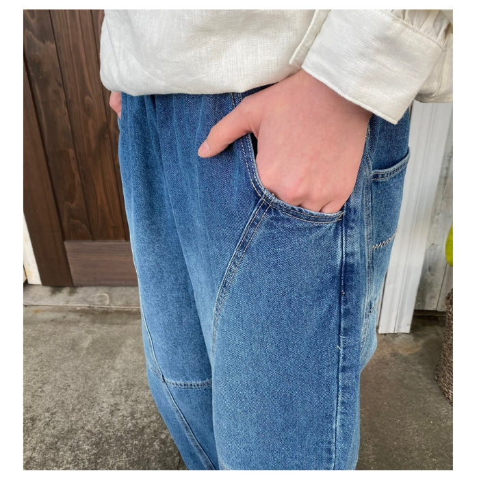 218338　デニム切替ボールパンツ