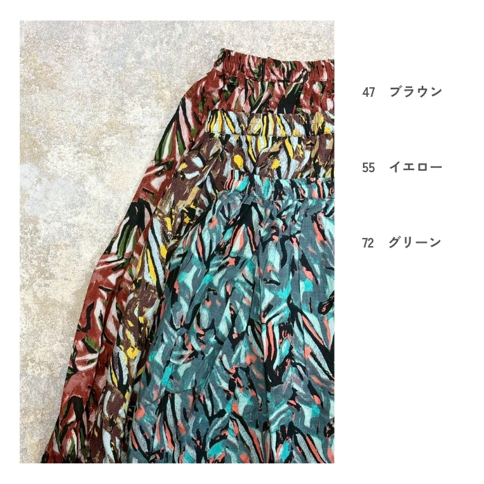 6224　綿麻レーヨンプリントフレアスカート