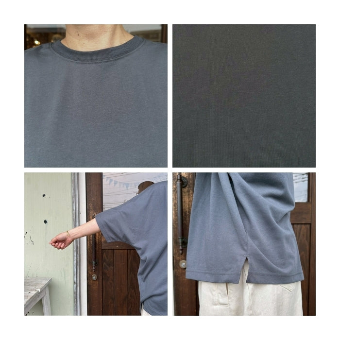 4344　接触冷感クルーネックドルマン五分袖Tシャツ