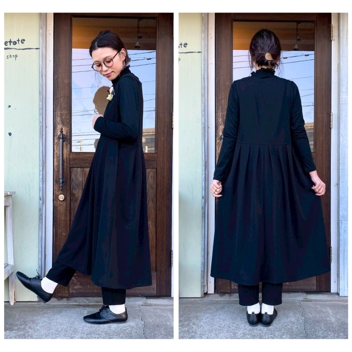 5114　カットジョーゼットノースリーブワンピース / 99　Black