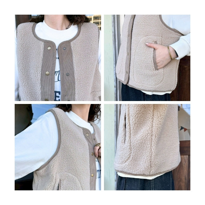 1218　ボア無地ベスト