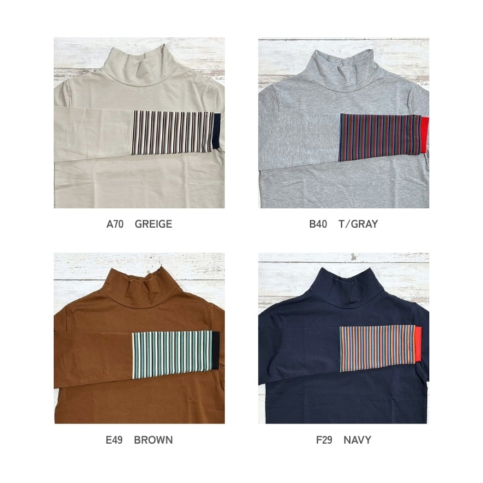 80914886　袖切替サムホール付ハイネック無地インナー