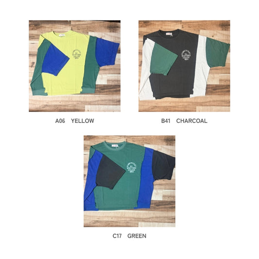 81215110　配色ワイド6分袖プルオーバー