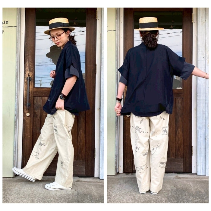 226973　スケッチデザインカーブクロッチパンツ