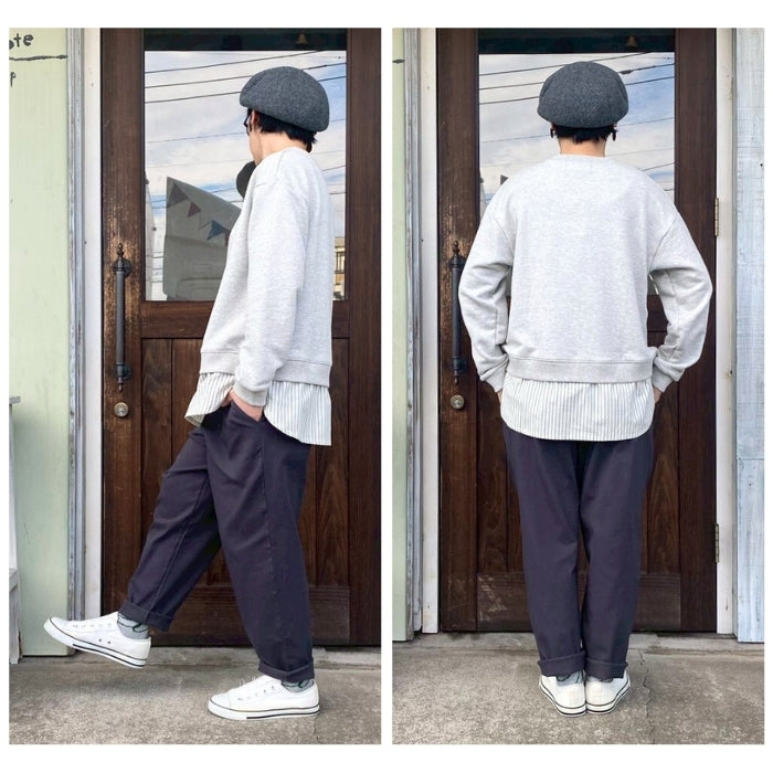 2054　ストライプ裾レイヤードチュニック