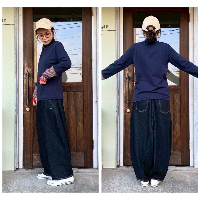 80914886　袖切替サムホール付ハイネック無地インナー