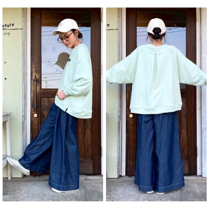 7022　デニムタックワイドパンツ