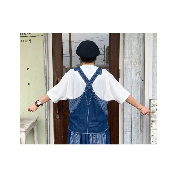 221574　レイヤード風切替バルーンデニムジャンスカ