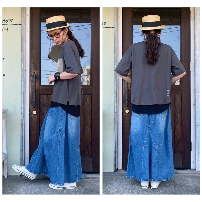5044808　異素材パッチロゴ半袖Tシャツ