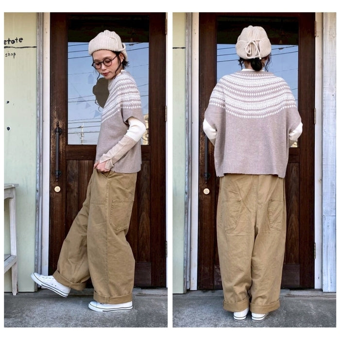 5457　ウォッシャブル求心柄ニットベスト