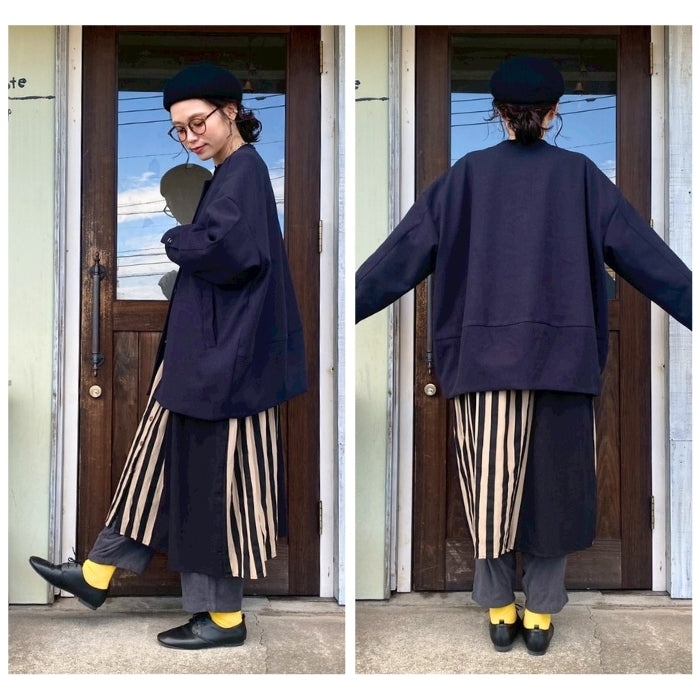 2549　フェイクウールコクーンシルエットショートコート