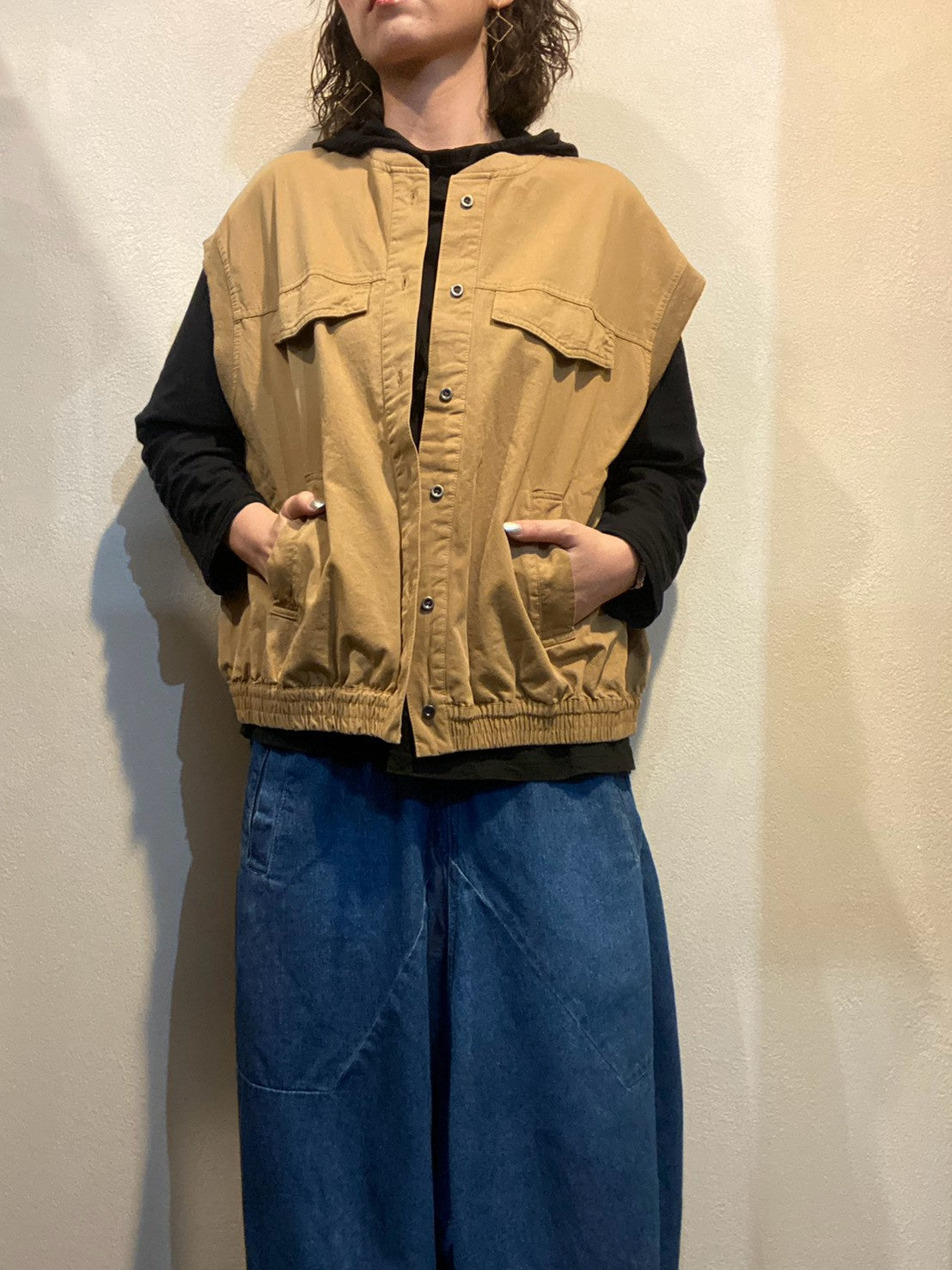 6676003　ナチュラルツイル釦開きベスト
