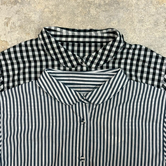 1645　先染めチェック＆ストライプシャツワンピース